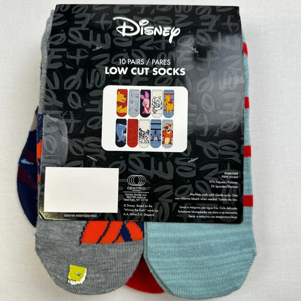 Disney Winnie‎ the Pooh 10 Pair Low Cut Socks Youth 4-10 Unisex